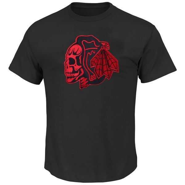 NHL Chicago Blackhawks Red Skull Head Black T-Shirt WEM,We sell and wholesale NHL Chicago Blackhawks Red Skull Head Black T-Shirt WEM on line form chian!